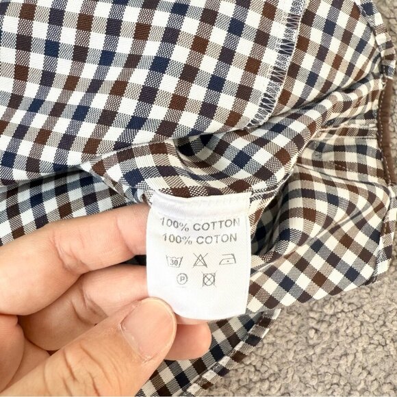 7 Downie St Plaid Brown Checkered Button Shirt - Picture 11 of 15